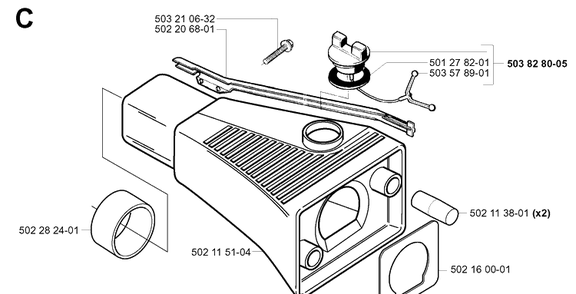 Fuel Tank Diagram and Parts List for 245 20010100001-Current Husqvarna Brush Cutter