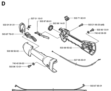 Handle And Controls Diagram and Parts List for HA110 20040100001-20054000000 Husqvarna Hedge Trimmer