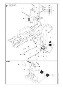 Pedals Diagram and Parts List for PF21AWD (965192501)(2011-03) Husqvarna Lawn Tractor