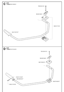 Handle Diagram and Parts List for 235R 20023500001-20060100000 Husqvarna Brush Cutter