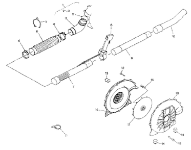 Blower Tubes And Fan Housing Diagram and Parts List for 155BT 1998-10 Husqvarna Leaf Blower / Vacuum