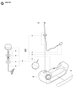 Fuel Tank Diagram and Parts List for 150BF 20071800001-20084000000 Husqvarna Leaf Blower / Vacuum