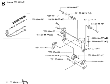 Handle And Controls Diagram and Parts List for 155BT 20053300001-Current Husqvarna Leaf Blower / Vacuum