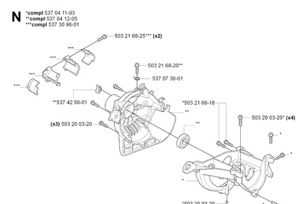 Crankcase And Clutchdrum Diagram and Parts List for 323HE3 20090900001-Current Husqvarna Hedge Trimmer