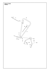 Handle Diagram and Parts List for KLIPPOLB448Q  Husqvarna Lawn Mower