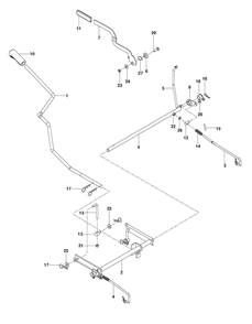 Brake / Rear Mower Lift Diagram and Parts List for RZ19  Husqvarna Lawn Tractor