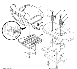 Seat Diagram and Parts List for TS242D  Husqvarna Lawn Tractor