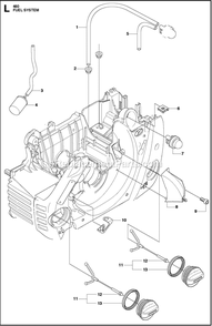 Fuel System Diagram and Parts List for 460RANCHER  Husqvarna Chainsaw