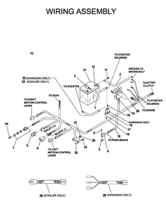 Wiring Harness Diagram and Parts List for IZ5223 (968999526)(2006-08) Husqvarna Lawn Mower