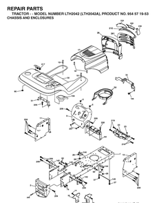 Chassis And Enclosures Diagram and Parts List for LTH2042-LTH2042A 2003-12 Husqvarna Lawn Tractor