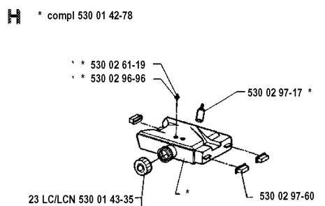Fuel Tank Diagram and Parts List for 26LC 19911400001-19931800000 Husqvarna Edger