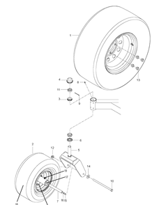Wheels And Tires Diagram and Parts List for MZ48 (96766590100)(2017-02) Husqvarna Lawn Mower