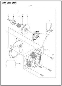 Starter Diagram and Parts List for 1202020  Husqvarna Chainsaw