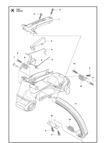 Handle Diagram and Parts List for T435  Husqvarna Chainsaw