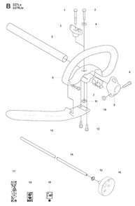 Shaft And Handle 2 Diagram and Parts List for 327LX 20080900001 - 20090100000 Husqvarna Trimmer
