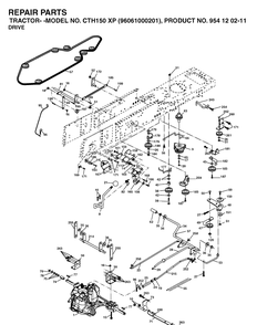 Drive Diagram and Parts List for CTH150XP (96061000201)(2005-04) Husqvarna Lawn Tractor