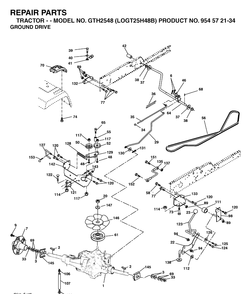 Drive Diagram and Parts List for GTH2548-LOGT25H48B 2003-12 Husqvarna Lawn Tractor