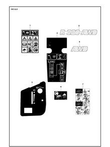 Decals Diagram and Parts List for R320 AWD Husqvarna Lawn Mower