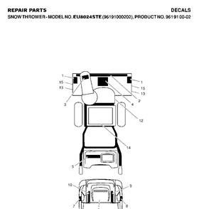 Decals 2 Diagram and Parts List for 8024STE (EU8024STE)(2007-01) Husqvarna Snow Blower