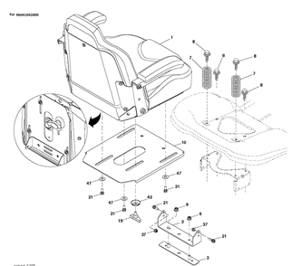 Seat Diagram and Parts List for TS348XD  Husqvarna Lawn Tractor