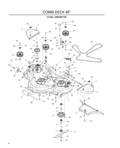 48 Inch/122cm Cutting Deck Diagram and Parts List for 968999758 2009-03 Husqvarna Lawn Mower