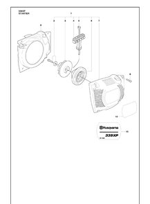 Starter Diagram and Parts List for 339XP 2010-02 Husqvarna Chainsaw