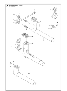 Suspension Diagram and Parts List for 343F  Husqvarna Brush Cutter