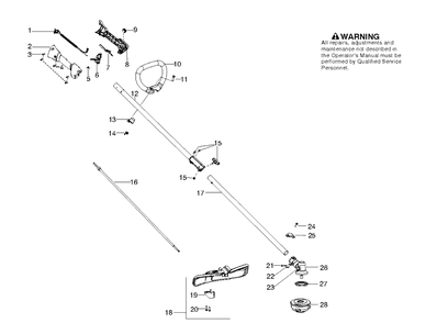 Shaft And Handle Diagram and Parts List for 128LD 952711969 Husqvarna Edger
