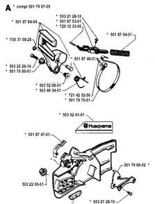 Chain Brake Diagram and Parts List for 242 19941400001-19981800000 Husqvarna Chainsaw