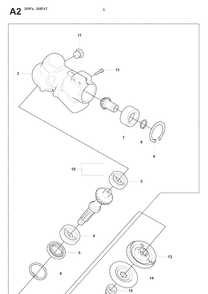 Bevel Gear Diagram and Parts List for 355FX 20082700001-20192999999 Husqvarna Brush Cutter