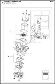 Carburetor Details Diagram and Parts List for 550XPGMARKII  Husqvarna Chainsaw