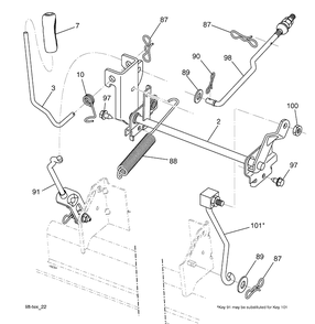 Mower Lift Diagram and Parts List for YTH22V46 (917289630)(2010-05) Husqvarna Lawn Mower