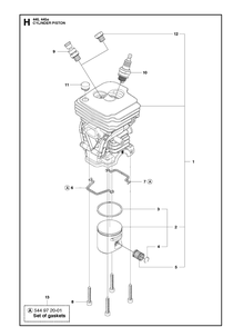 Cylinder Piston Diagram and Parts List for 445 2011-07 Husqvarna Chainsaw