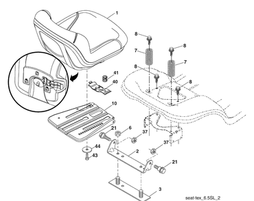 Seat Assembly Diagram and Parts List for 2246LS (96043007600)(2008-12) Husqvarna Lawn Mower