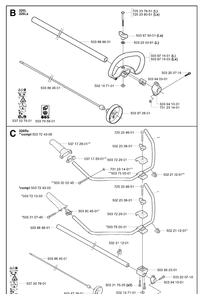 Shaft And Handle Diagram and Parts List for 326LX 20023100001-20041000000 Husqvarna Edger