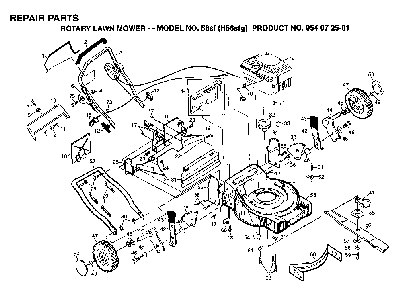 Repair Parts Diagram and Parts List for 56SF (H56SFG, 954072501)(1995-03) Husqvarna Lawn Mower