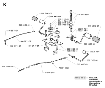 Pedals Diagram and Parts List for PF21 2002-05 Husqvarna Lawn Tractor
