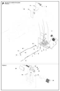 Pedals Diagram and Parts List for R15-V2AWD (965094701)(2007-01) Husqvarna Lawn Tractor
