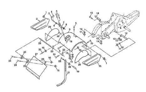 Tine Shield Diagram and Parts List for 550CRTH (954140064-B)(1999-03) Husqvarna Tiller