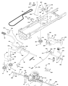 Drive Diagram and Parts List for YTH21K46 (96043008500)(2009-08) Husqvarna Lawn Mower