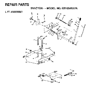 Mower Lift / Deck Lift Diagram and Parts List for GTH2548XPA (954567895)(2001-12) Husqvarna Lawn Tractor