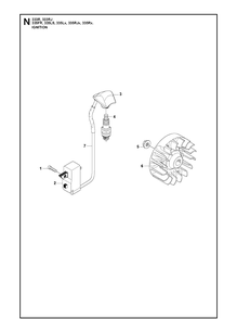 Ignition System Diagram and Parts List for 335LX 20080100001-20105299999 Husqvarna Edger