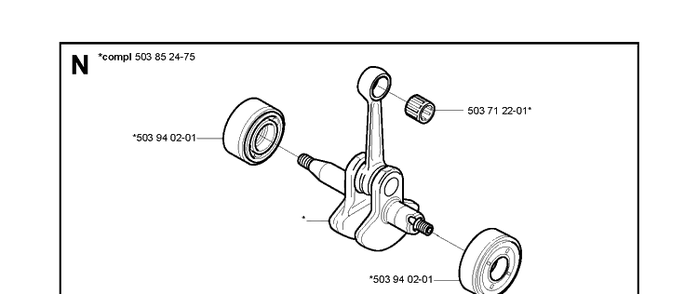 Crankshaft Diagram and Parts List for 123L  Husqvarna Edger