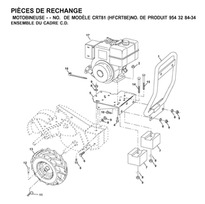 Mainframe, Right Side Diagram and Parts List for CRT81 (954328434-E)(2001-01) Husqvarna Tiller