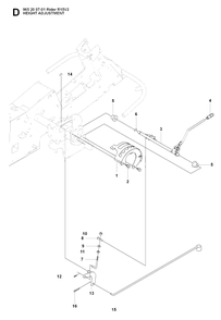 Height Adjustment Diagram and Parts List for R15-V2 (965200701)(2008-01) Husqvarna Lawn Tractor