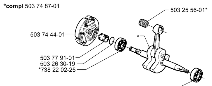 Crankshaft Diagram and Parts List for 362EPA 2001-10 Husqvarna Chainsaw