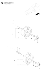 Wheels And Tires Diagram and Parts List for R13C (965094301)(2007-01) Husqvarna Lawn Tractor