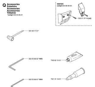Accessories Diagram and Parts List for 365 20070900001-20101800000 Husqvarna Chainsaw