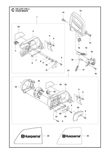 Chain Brake Diagram and Parts List for 536LIXP 2012-08 Husqvarna Chainsaw