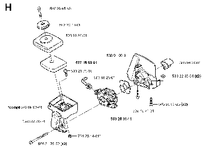 Carburetor And Air Filter Diagram and Parts List for 325RXT 2002-01 Husqvarna Brush Cutter